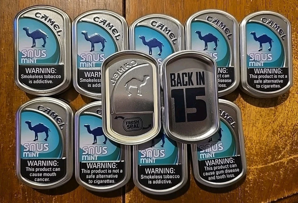 Lot 10 Empty Camel Snus Tins Tin Cans Can Crafts Storage Survival Backpacking - Image 1 of 1