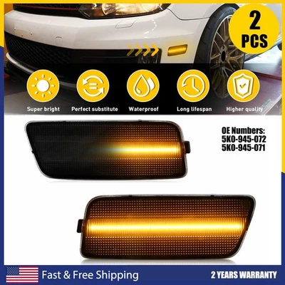 Marcador LED lateral ámbar dinámico delantero 2 piezas para Volkswagen MK6 GTI 2010-2014 luz Foto 1 de 4