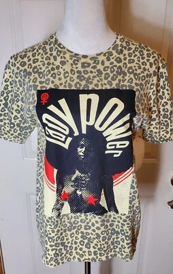 Obey World Wide Women's Lady Power Graphics Yellow Leopard  T-Shirt NWT Sz.XS - Image 1 of 4