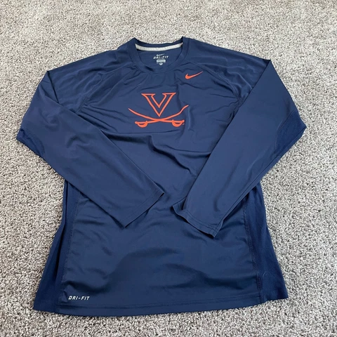Virginia Cavaliers Shirt Adult Extra Large Blue Orange Long Sleeve Nike Mens Cover