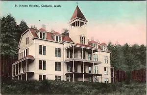 CHEHALIS WASHINGTON ST HELENS HOSPITAL HANDCOLORED OLD POSTCARD - Picture 1 of 2