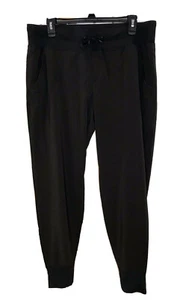 NWOT Black Nylon Spandex Joggers Med Soft Knit Waist & Cuffs Pockets Drawstring - Picture 1 of 7