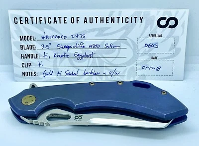 Olamic Cutlery Wayfarer 247 M390 Satin Sheepscliffe Kinetic Eggplant Stonewashed - Image 1 of 4