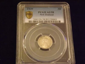 1939  3D            New Zealand       PCGS  AU 58 - Picture 1 of 2