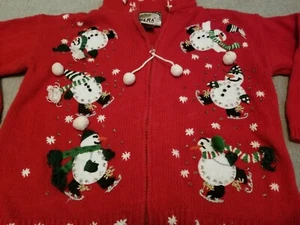 Vintage Tiara International Girls Ugly Christmas Sweater Snowman Snowflake Sz 6X - Picture 1 of 10