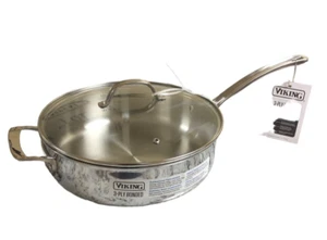 Viking 3-Ply 18/8 Stainless Steel Saute Pan Glass Lid- 5.25 Qt/4.9 L-  NWT! - Picture 1 of 6
