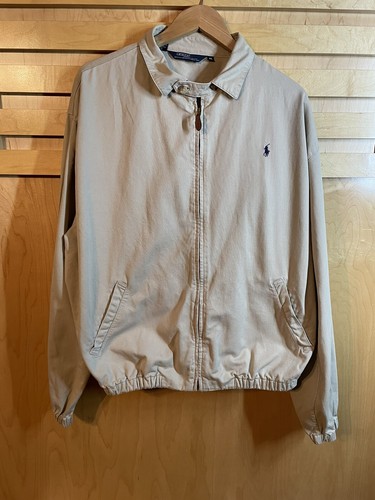 BURBERRY Polo Ralph Lauren Harrington giacca zip marrone 100% cotone uomo taglia XL tasche