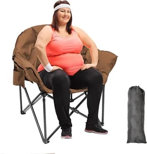 SLSY Oversized Camping Chair Outdoor Portable Chairs 500 lbs with Side Pocket - Picture 1 of 60