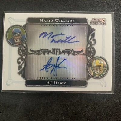 2006 Bowman Sterling Refractor Dual Autograph Mario Williams A.J. Hawk /300 Auto - Image 1 of 3
