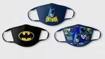 New Batman Kids Unisex  3 pack . Washable Fabric Face Masks - Image 1 of 3