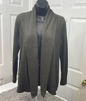 Tweeds 100% MERINO Wool Cardigan Sweater Women M LS Olive Green Italy Open Front - Image 1 of 4