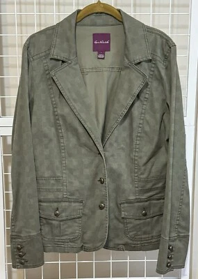 Blazer Gloria Vanderbilt verde oliva a cuadros para mujer talla grande” Foto 1 de 4