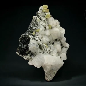 Dazzling Sphene Cluster with Uv Reactive Calcite & Black Muscovite - Picture 1 of 15