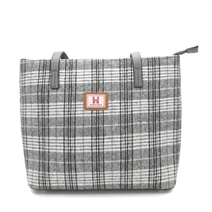 STRATHURIE OF SCOTLAND Ladies Tweed Grey & White Check Large Tote Shoulder Bag - Picture 1 of 7