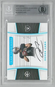 2017 Panini Limited DEREK CARR #4 Auto Sapphire Spotlight Team Trademark 1/1 BGS - Picture 1 of 2