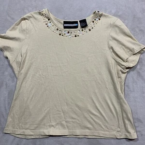Requirements Womens Shirt Sz L Embellished Gold Shimmer - Picture 1 of 12