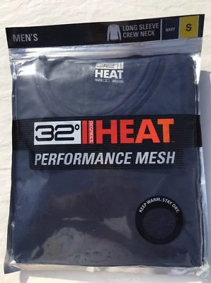 Men's 32 Degrees Heat Navy Long Sleeve Crew Neck Performance Mesh Tee - Small - Image 1 of 4