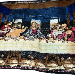 Vintage BMS. Last Supper Tapestry 38"x20" Made in Lebanon Jesus Religion Christ - Picture 1 of 10