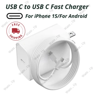 For Android iPhone 15 USB C to USB C Fast Charger PD Cord 20W Power Adapter Cube - Picture 1 of 15