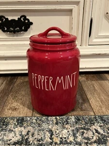 Rae Dunn Peppermint Large Canister - Picture 1 of 4
