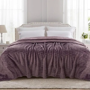 Fleece Bed Blanket King Size 90x108 inches, Super Soft King-90" x108" Purple - Picture 1 of 7