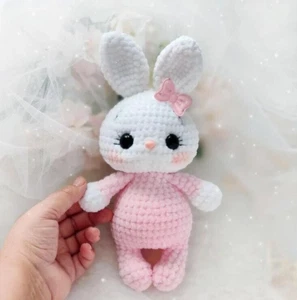 Bunny Handmade 7" Amigurumi Stuffed Toy Knit Crochet Doll - Picture 1 of 4