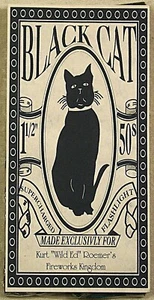 Vintage ☆ BLACK CAT ☆ Firecracker Label ☆ 1 1/2" x 50's ☆ L@@K! - Picture 1 of 1