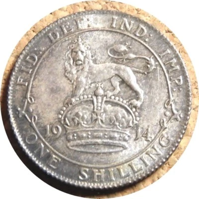 elf Great Britain Shilling 1914 Silver George V  World War I - Image 1 of 2