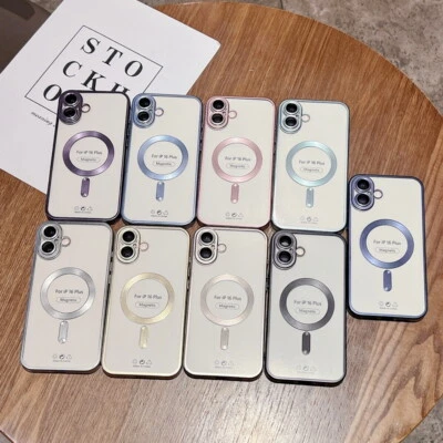Cover Custodia Magsafe Trasparente Cromo Iphone 16 PLUS PROTEZIONE FOTOCAMERA - Immagine 1 di 4