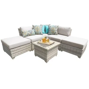 TK Classics Fairmont 6-Piece Wicker Patio Sectional in Beige - Picture 1 of 1