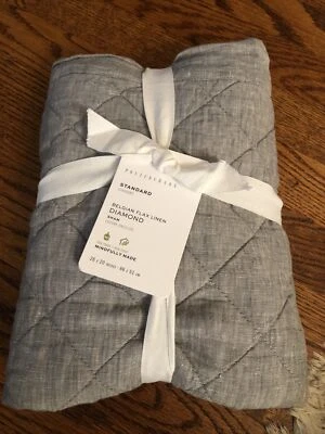 Pottery Barn Belgian Flax Linen Diamond Sham BRAND NEW grey 26 X 20 Ret $69 - Image 1 of 4