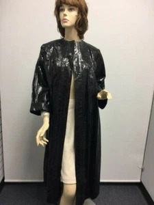 Precioso abrigo elegante negro piel de serpiente real raro con cinturón talla 10. ¡Difícil de encontrar! - Imagen 1 de 8