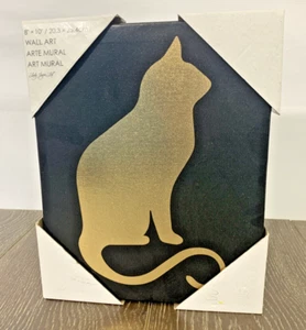 Wall Art Canvas Gold Cat Art Mural By Lady Jayne Ltd 8" X 10" NIB - Picture 1 of 6