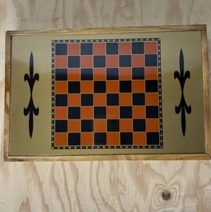 Vintage Travel Chess Checkers Backgammon Set, Slide out Board W/ Pieces Under - Picture 1 of 18
