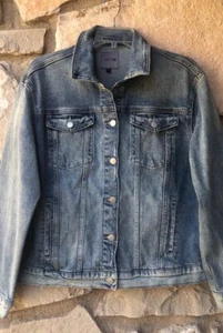 Joe’s Jeans Womens Denim Jacket Medium Blue Button Down Destressed Western - Picture 1 of 11
