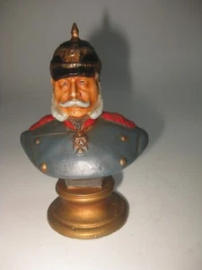 ANTIQUE WW1 GERMAN PRUSSIAN KAISER WILHELM I BUST COLD PAINTED METAL LEAD 1900s - Picture 1 of 3