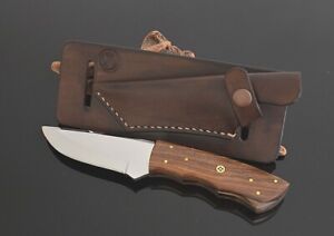 J2 Steel Hunting Knife with Horizontal Leather Sheath EDC Defender Knife Brown 