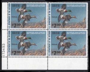 US Sc RW47 Multicolor $7.50 1980 MNH OG LL Plate No. 173493 Block of 4 - Picture 1 of 1