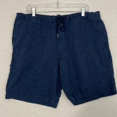 Pantalones Cortos Calvin Klein Mezcla de Lino con Bolsillos, Azul Marino con Rayas, 38 Foto 1 de 4