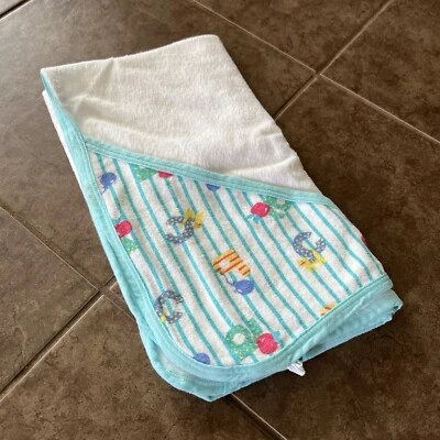 Manta bebé Spencers números ABC de colección blanco tejido algodón recepción azul EE. UU. Foto 1 de 4