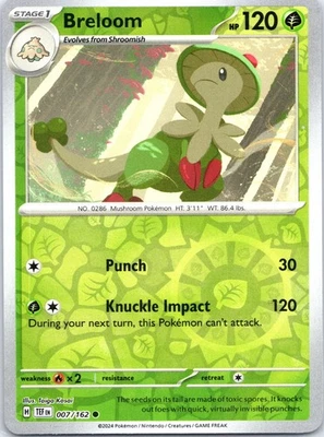 Breloom 007/162 SV05: Temporal Forces Reverse Holo NM - Image 1 of 2