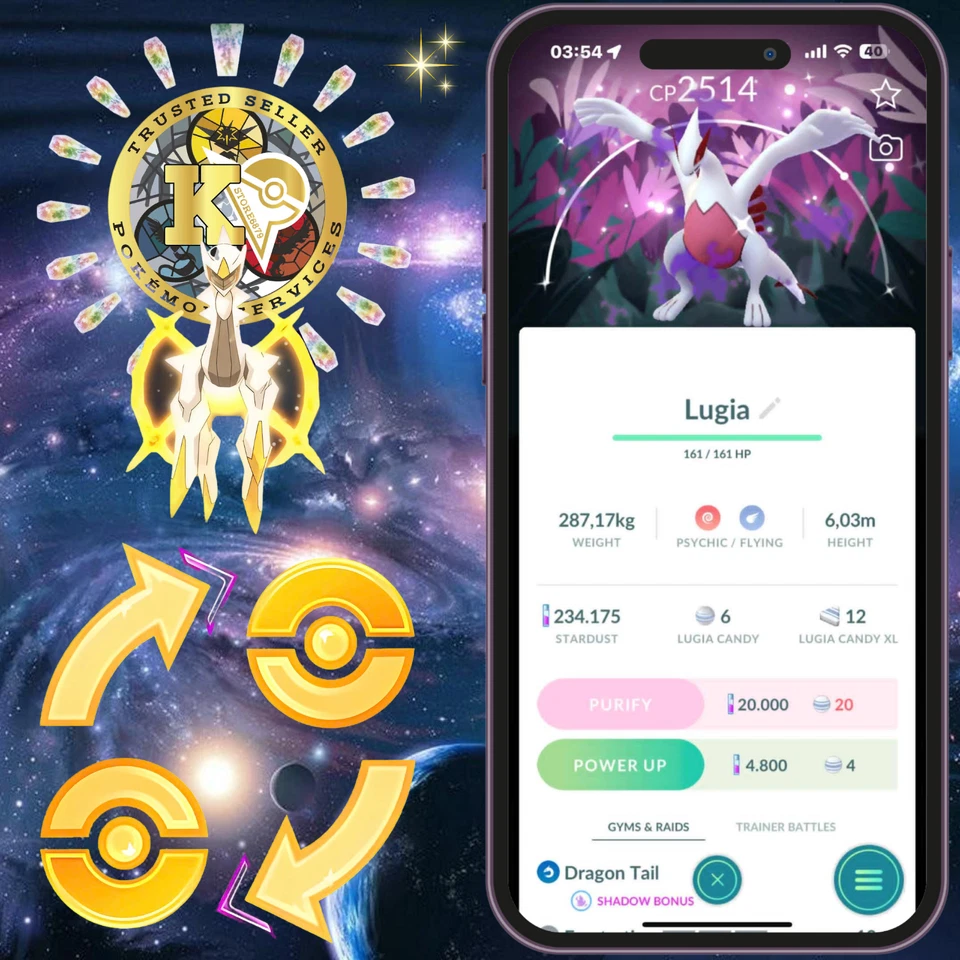 Pokémon PTC - TRADE GO - Shiny Lugia - Special Background - Go Wild Area... - Bild 1 von 1