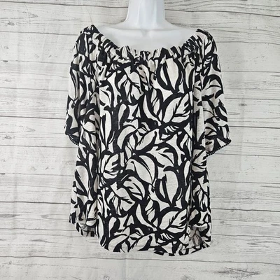 Top de mujer Chicos fuera del hombro talla XL negro blanco lino Foto 1 de 4