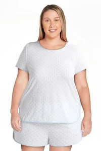 Joyspun Damen leichtes Schlaf T-Shirt und Shorts Set, 2-teilig, Gr. XL CLOUD BLU - Bild 1 von 3