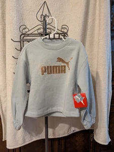 NWT PUMA Girl's Size 6 Fleece-lined Pullover Sweater In Light Blue Shade - Picture 1 of 1