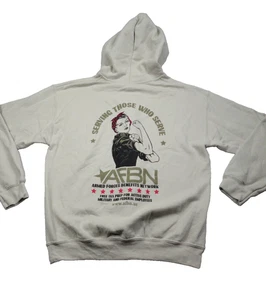 Gildan Heavy Blend AFBN Hoodie Men’s M Beige Rosie the Riveter Armed Forces - Picture 1 of 22