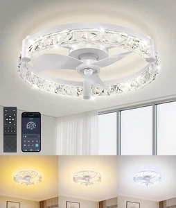Ceiling Fans with Lights and Remote App 20'' Low Profile Ceiling Fan 3000-650... - Picture 1 of 6