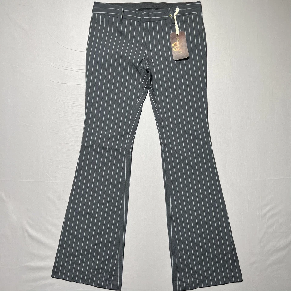 Frankie B Pants Womens 8 Black White Pinstripe Flare Leg Trousers Dress Pant NWT - Image 1 of 4