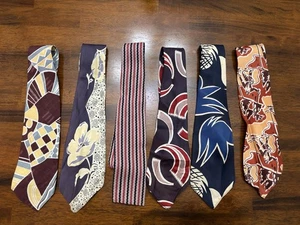 Lot Of 6 Vintage 40s 50s Ties Rayon? - Picture 1 of 12