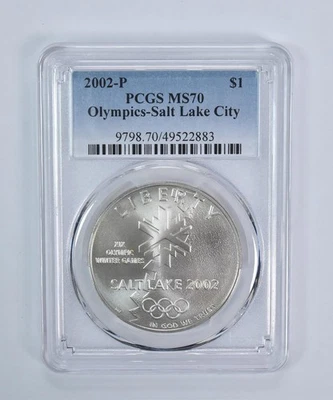2002-P Olympics Salt Lake City Commemorative Dollar MS70 PCGS Blue Label *6371 - Image 1 of 4